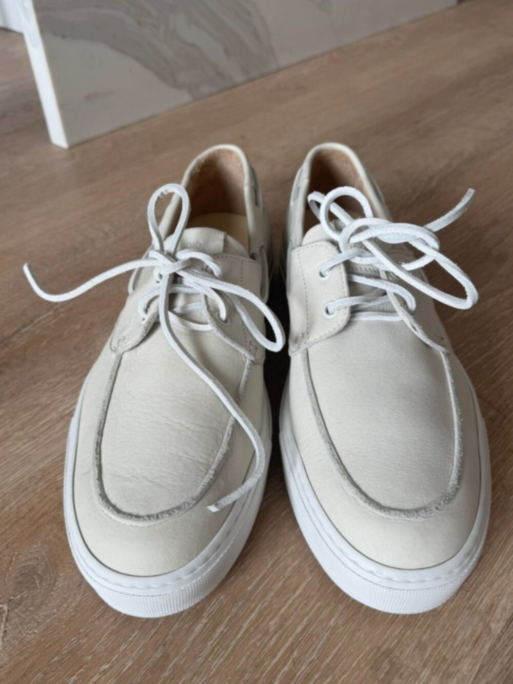 BRAND NEW KOIO Ivory Leather Boat Shoes in Size 10 - Picture 2 of 10